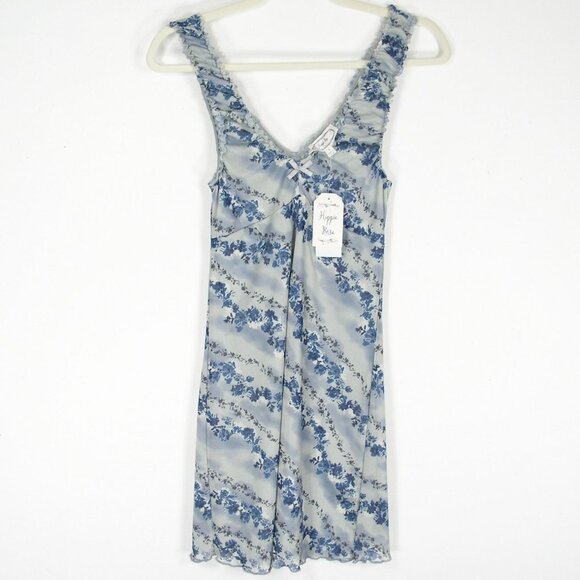 Hippie Rose Mini Dress Grey Floral Small - Picture 1 of 3